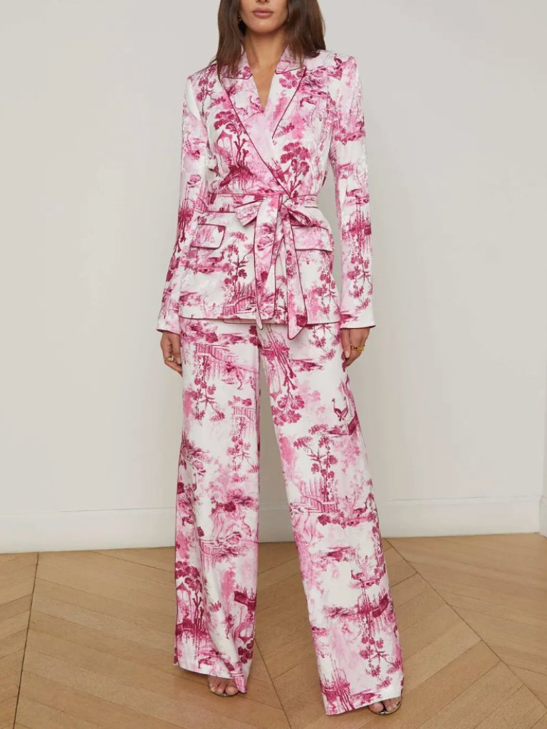 $675 L'agence Pink White Jordana Toile Double Breasted Blazer Jacket Size Xs/0